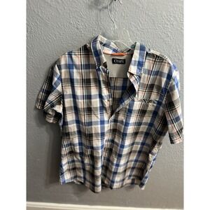 Chaps Mens Size Large Short Sleeve Button Vented Fishing Shirt Plaid‎